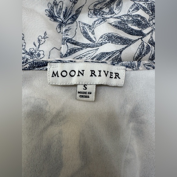 Anthropologie Moon River Blue Floral Ruffle Midi Dress size Small - Picture 10 of 14